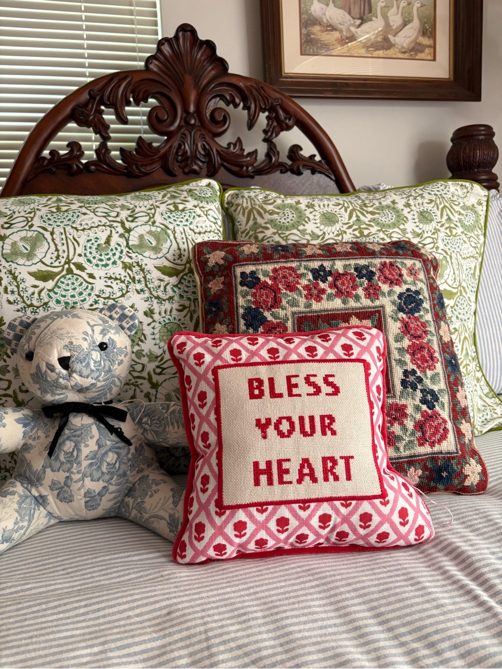 Bless Your Heart Red & Cream Decorative Throw Pillow - Home Holiday